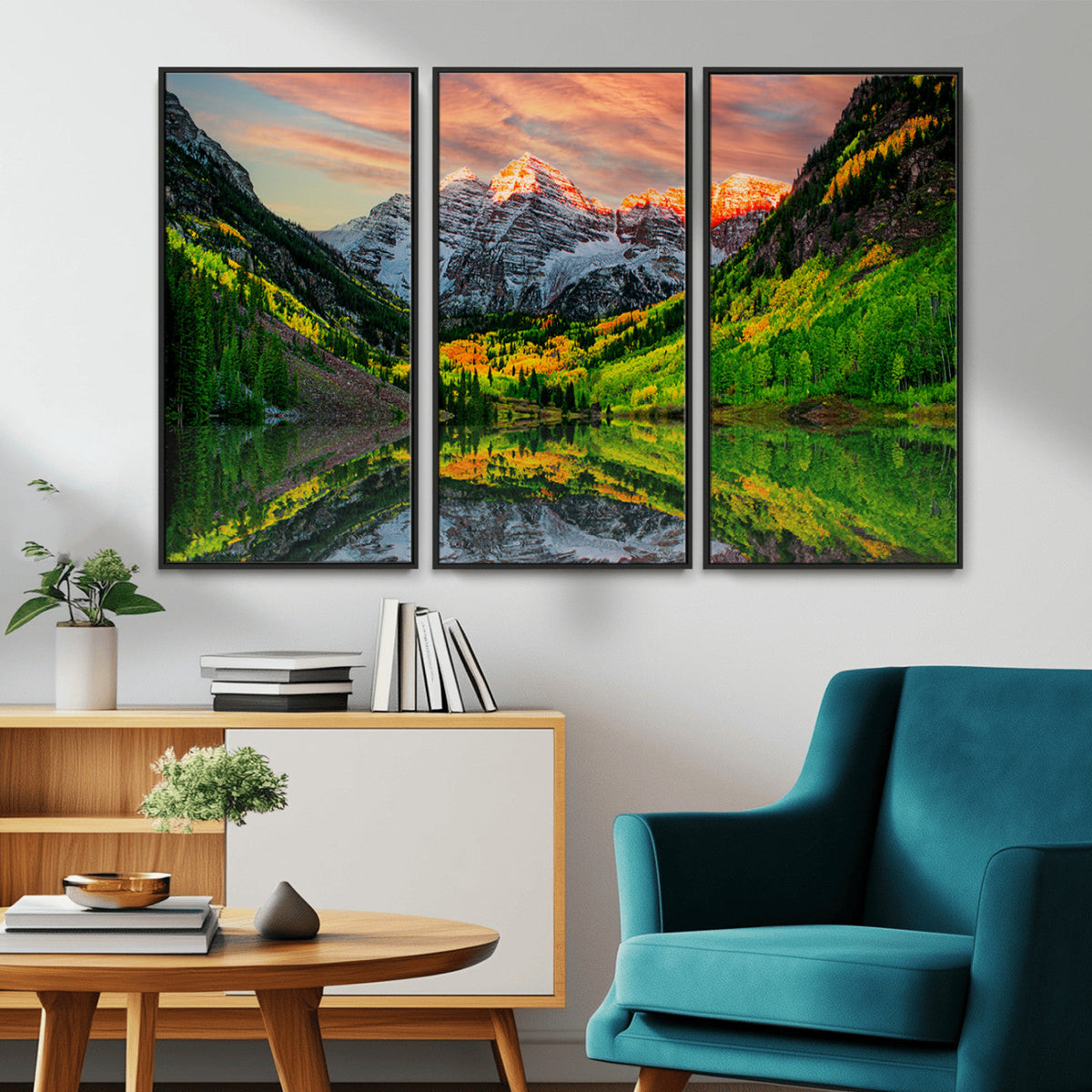 Maroon Bells Lake Wall Art Canvas Print – Framed Majestic