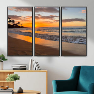 Tropical Beach Wall Art – Framed Sunset Ocean Canvas