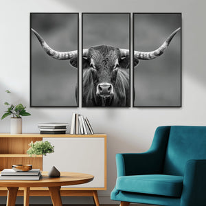 Texas Longhorn Wall Art Canvas Print – Framed Western Bull