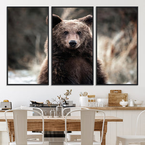 Brown Bear Wall Art Canvas Print – Framed Majestic Woodland