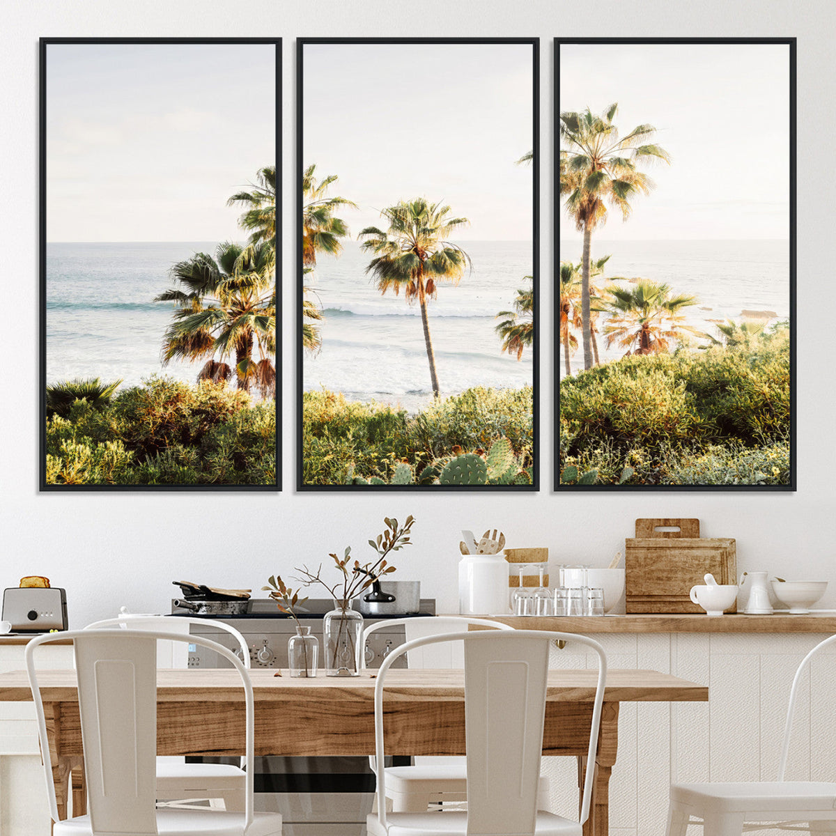 California Coast Palm Trees Wall Art Canvas Print – Framed