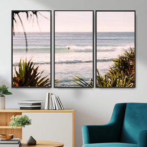Ocean Surfer Wall Art Canvas Print – Framed Coastal Surf Art