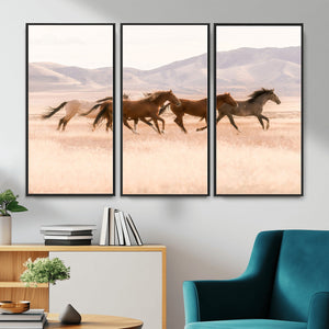 Wild Horse Wall Art Canvas Print – Framed Rustic Western Art