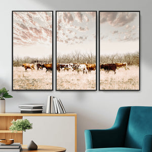 Longhorn Cattle Wall Art Canvas Print – Framed Texas Ranch