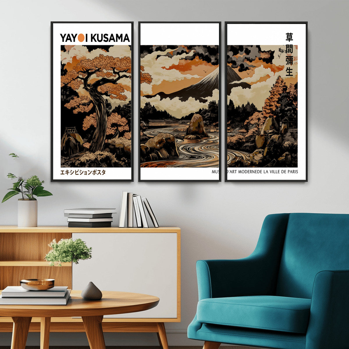 Modern Japanese Wall Art Canvas Print – Framed Abstract