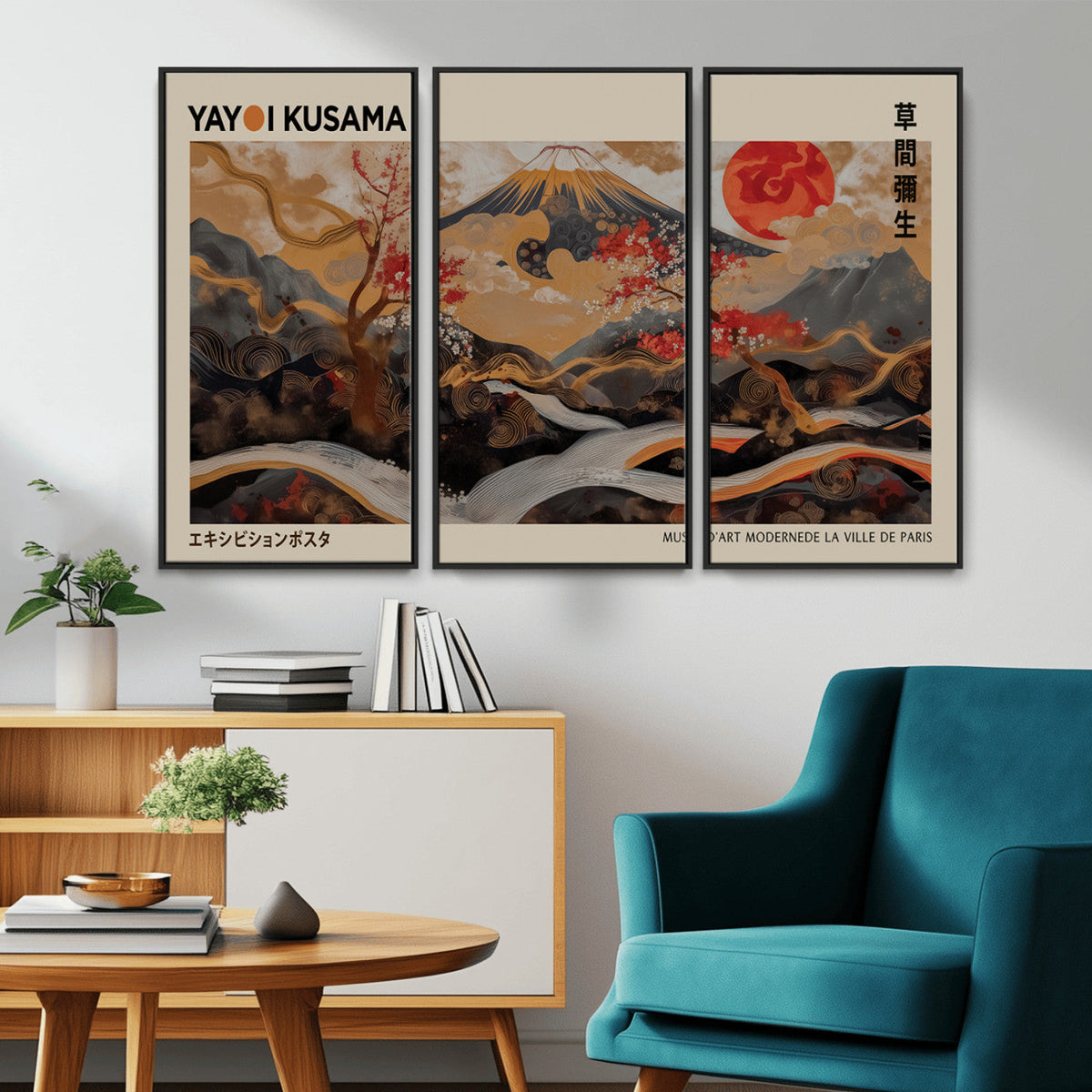 Modern Japanese Wall Art Canvas Print – Framed Abstract