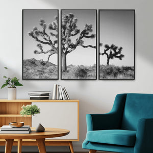 Joshua Tree Wall Art Canvas Print – Framed Monochrome Desert