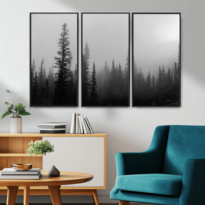Misty Pines Wall Art Canvas Print – Framed Woodland