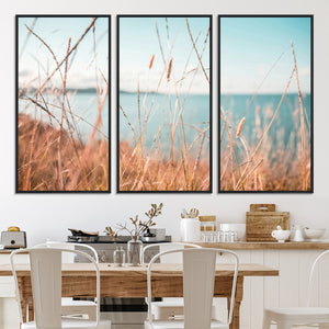 Coastal Grass Landscape Wall Art Canvas Print – Golden