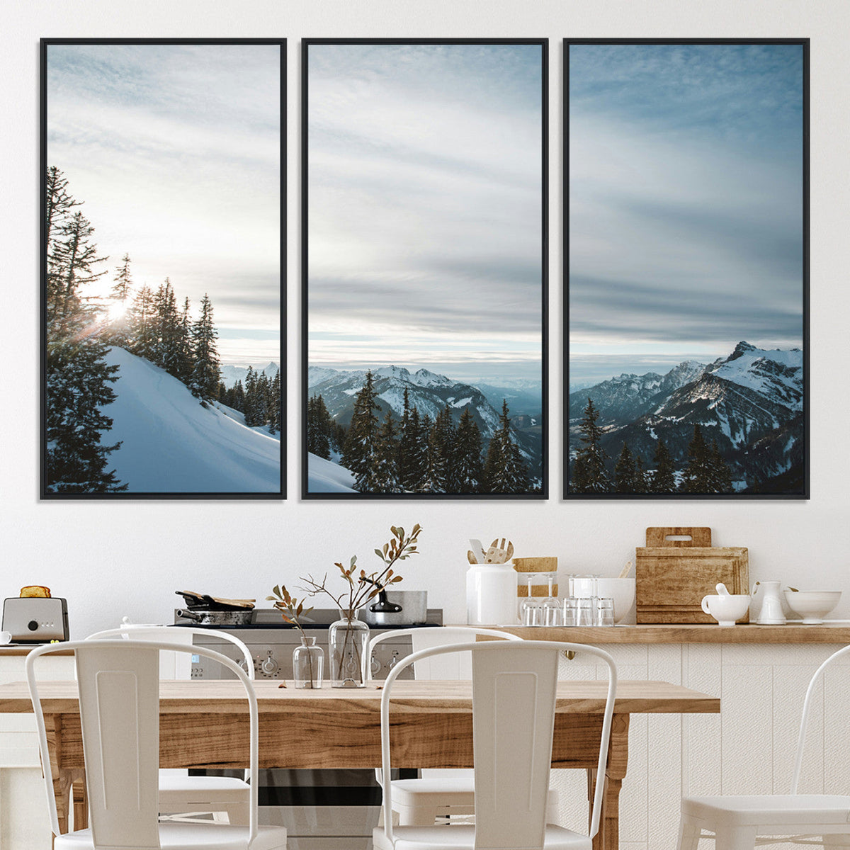 Snowy Mountain Wall Art Canvas Print – Frosty Peaks Alpine