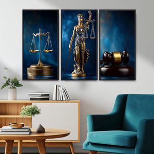 Lady Justice Wall Art Canvas Print – Elegant Gold Legal