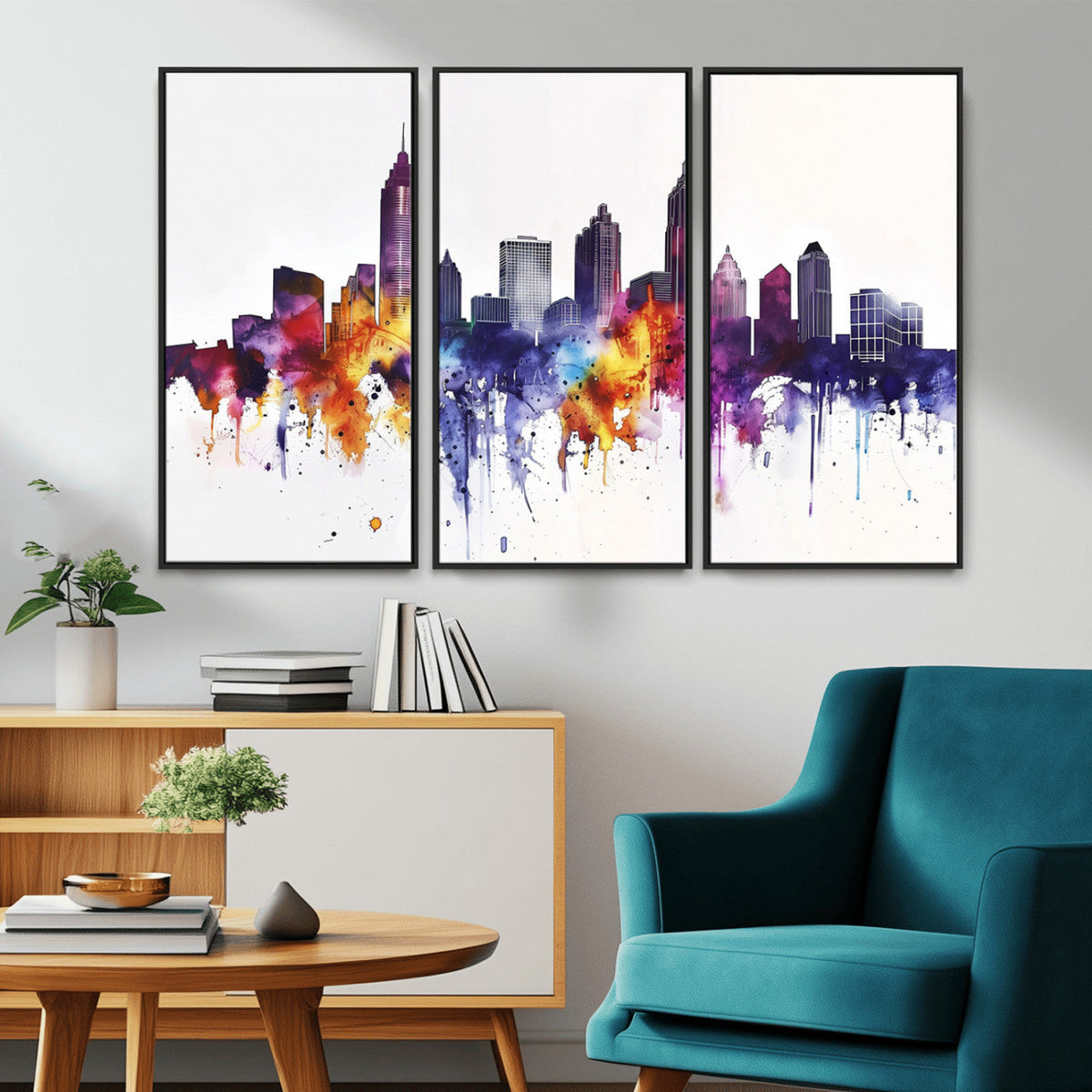 Atlanta Skyline Wall Art Canvas Print – Framed Colorful