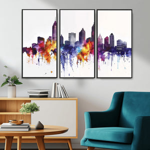Atlanta Skyline Wall Art Canvas Print – Framed Colorful