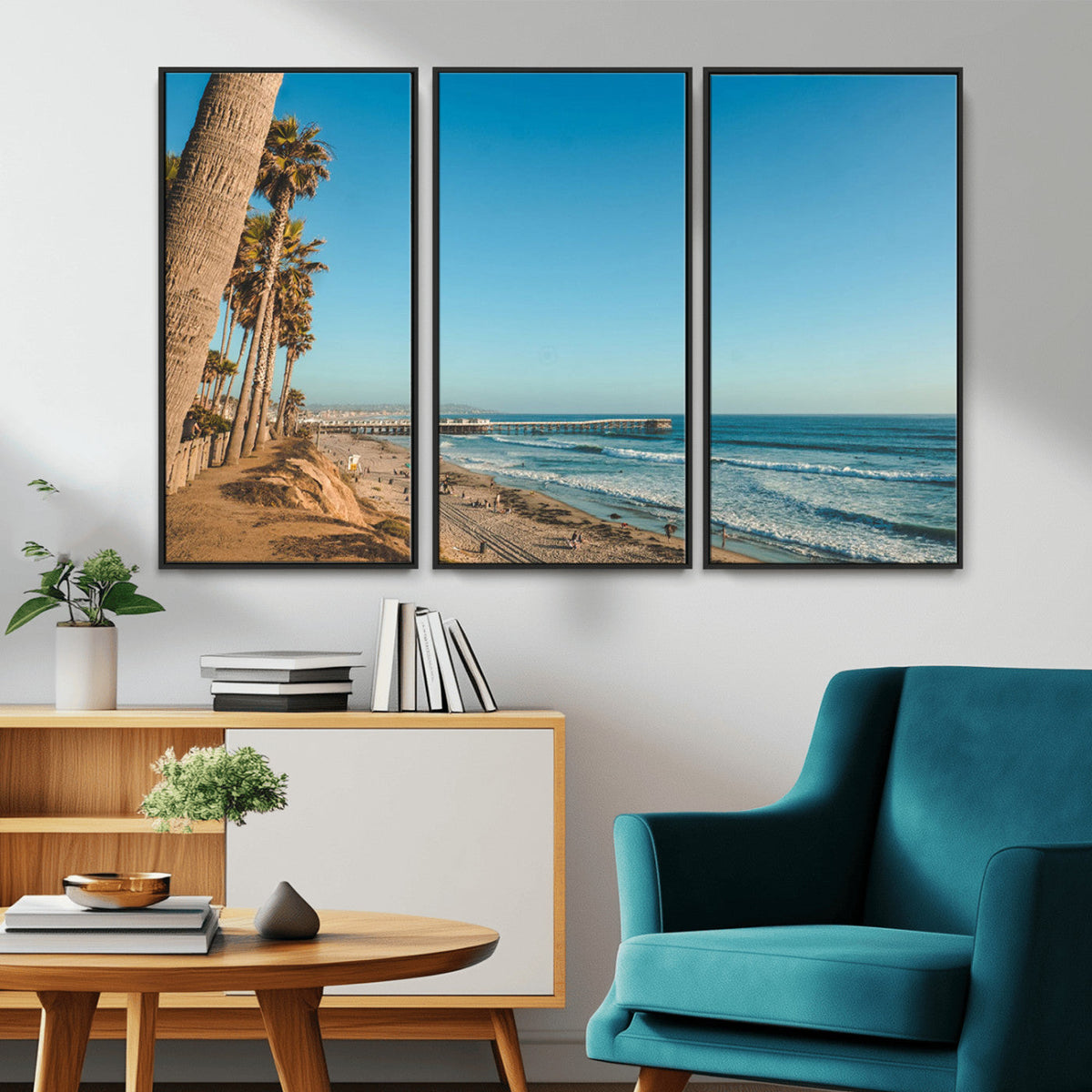 Scenic Beach Wall Art Canvas Print – Tall Palm Trees, Sandy