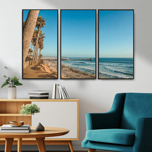 Scenic Beach Wall Art Canvas Print – Tall Palm Trees, Sandy