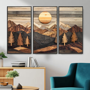 Wood Mountain Wall Art Canvas Print – Layered Forest and