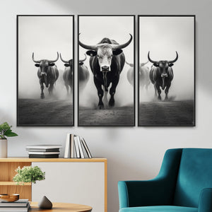 Texas Longhorn Wall Art Canvas Print, Framed Speckled Cow