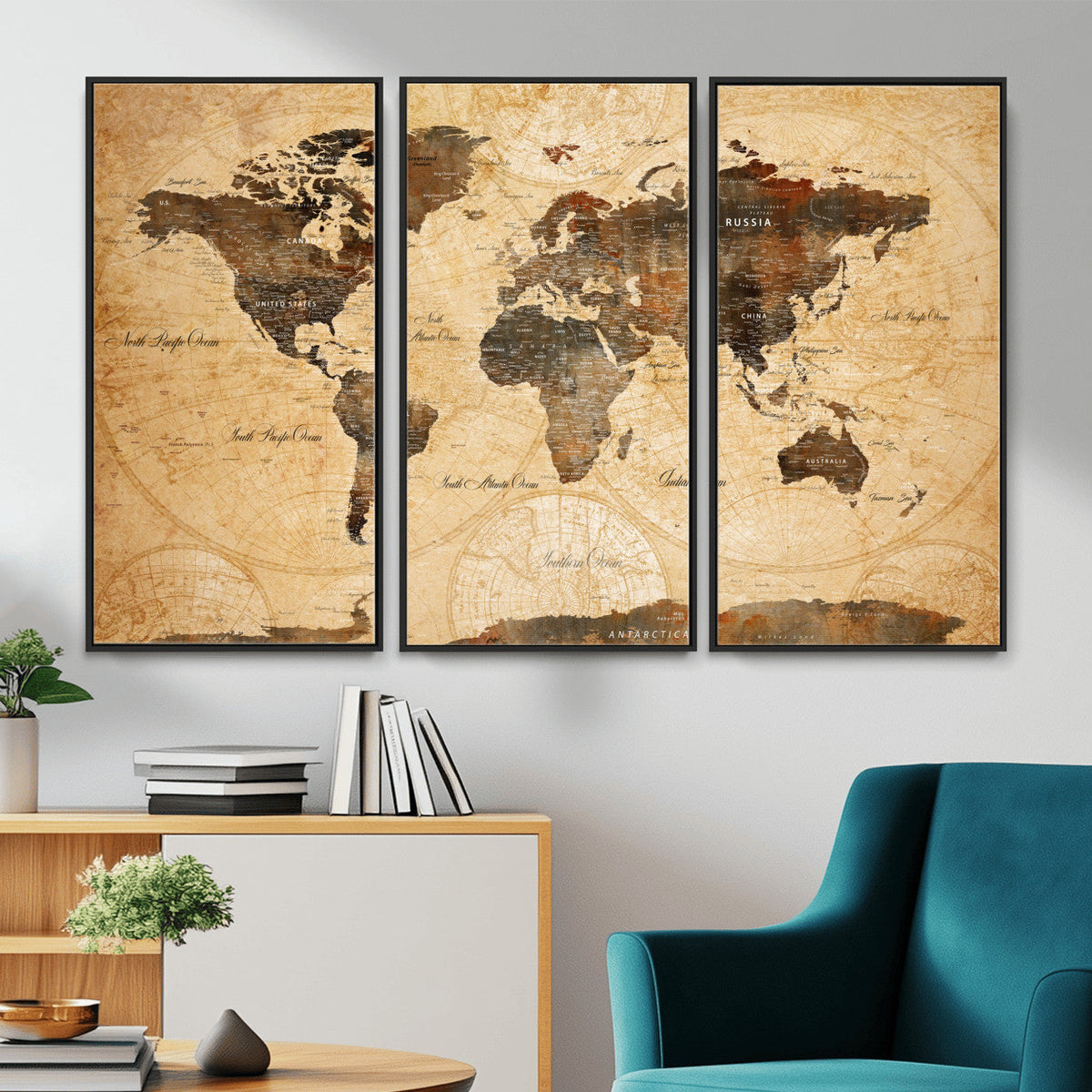 Push Pin World Map Canvas Print – Travel Tracker Wall Art