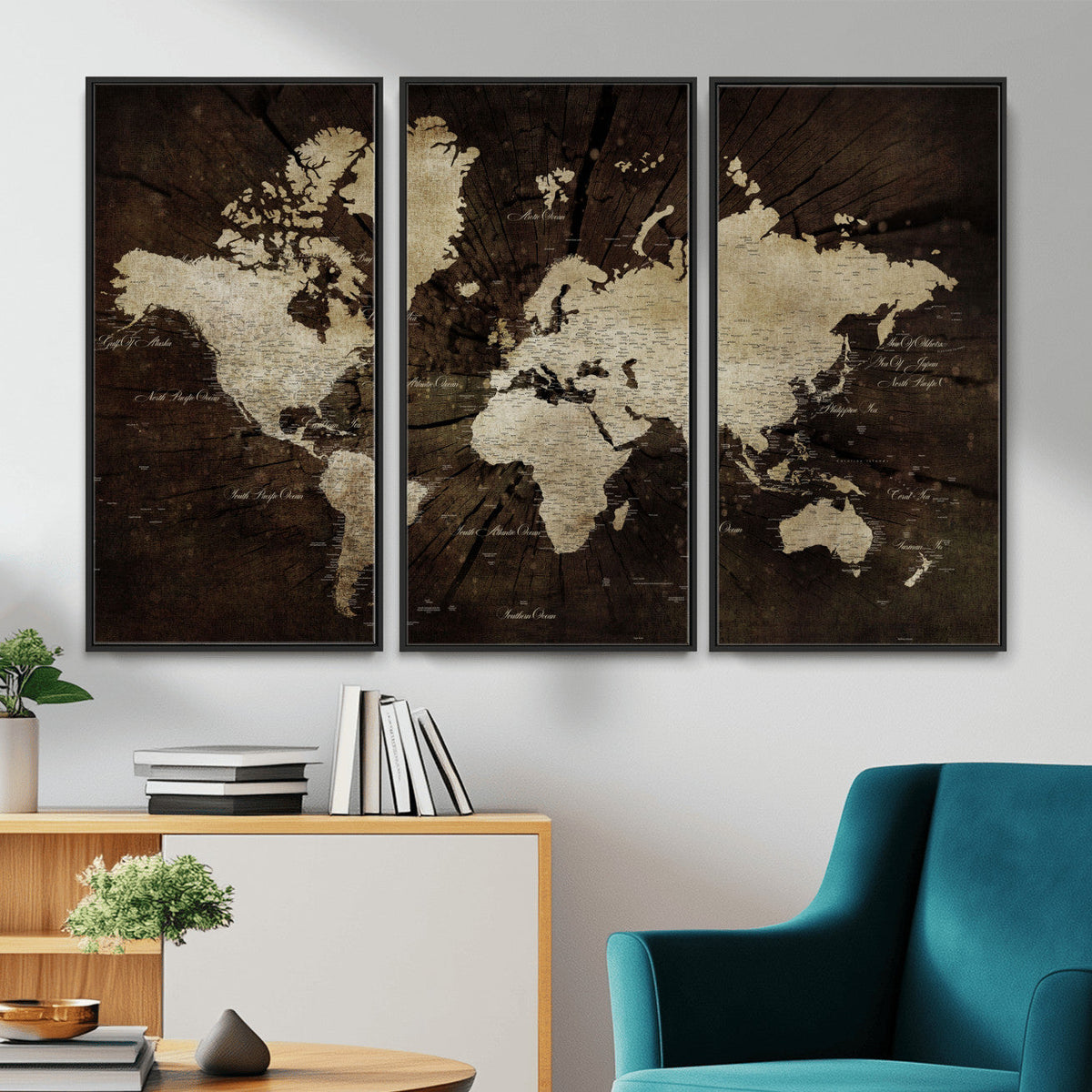 World Map Wall Art Canvas Print – Framed Travel Map Wall Art
