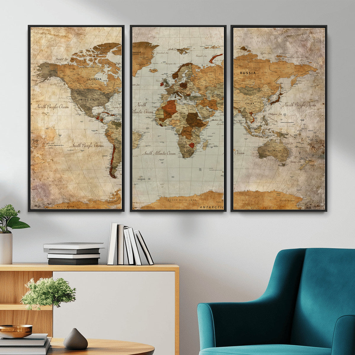 World Map Canvas Print – Detailed Map of the World Wall Art
