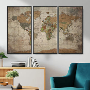 World Map Canvas Print – Framed Travel Map Wall Art for
