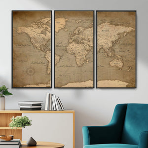 World Map Canvas Print – Framed Travel Map Wall Art for