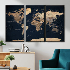 World Map Canvas Print – Detailed Map of the World Wall Art