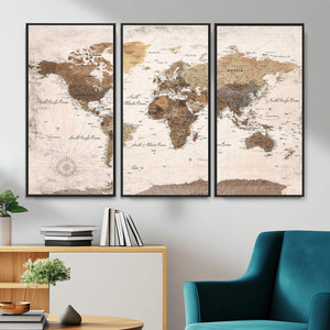 World Map Canvas Print – Framed Travel Map Wall Art for