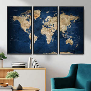 World Map Canvas Print – Framed Travel Map Wall Art for