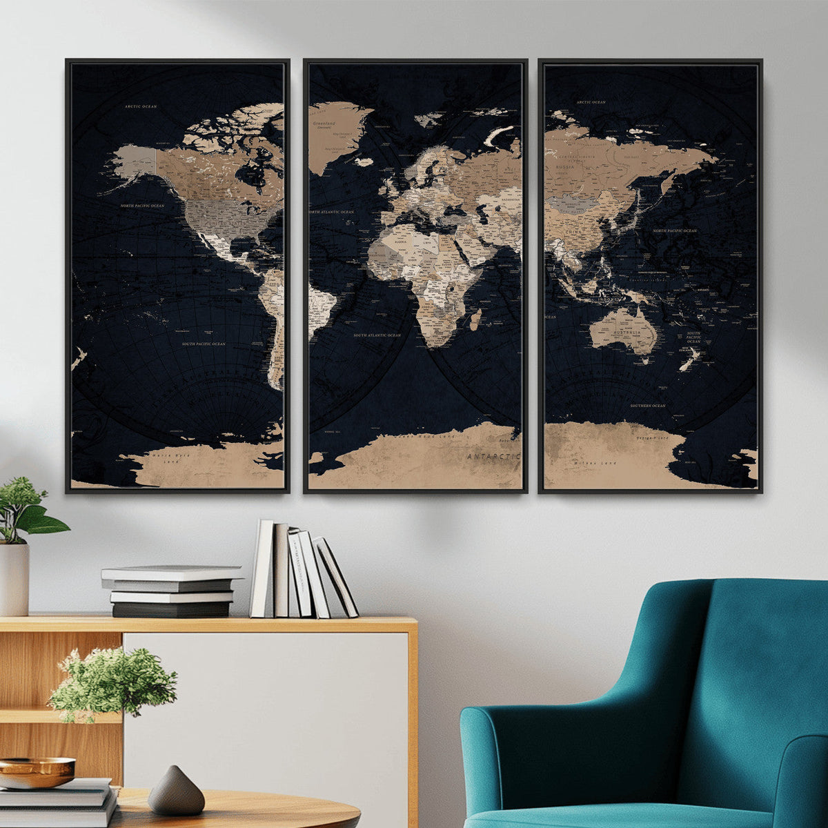 Grunge Wall Art World Map Canvas Print