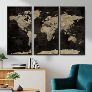 Push Pin World Map Canvas Wall Art Print, Interactive Travel