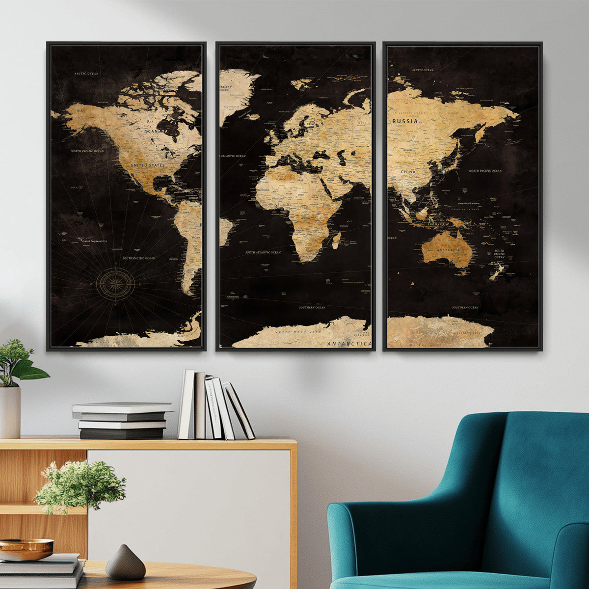 Extra Large World Map Canvas Print – Detailed Map Classic
