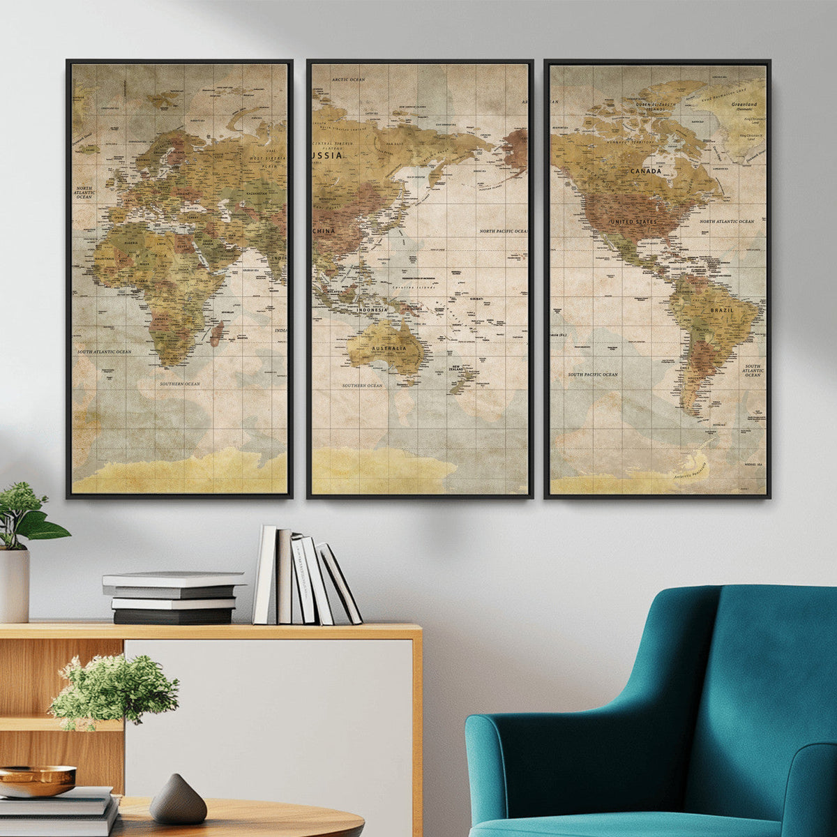 World Map Canvas Print – Detailed Map of the World Wall Art