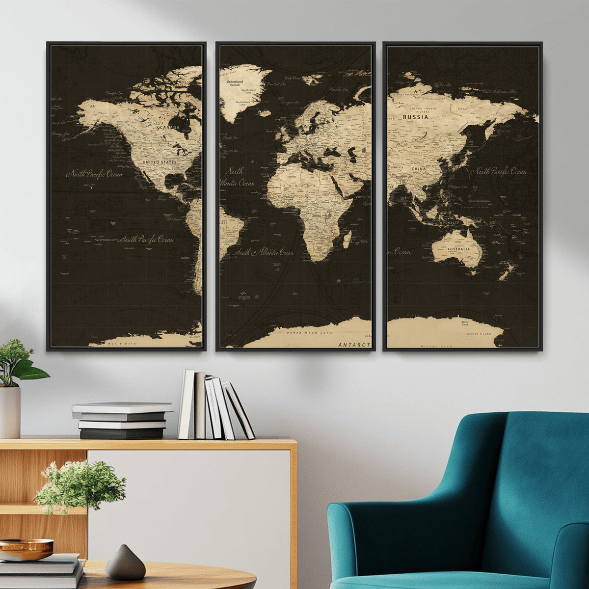 World Map Canvas Print – Framed World Map Wall Art for
