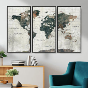 World Map Canvas Print – Framed Travel Map Wall Art for