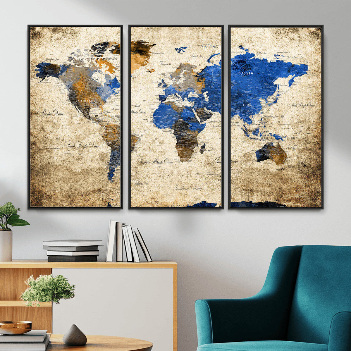 World Map Canvas Print – Colorful Abstract Travel Map,