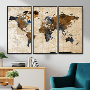 World Map Canvas Print – Framed Travel Map Wall Art for