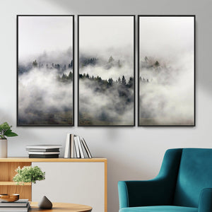 Foggy Forest Wall Art Canvas Print, Misty Pine Tree