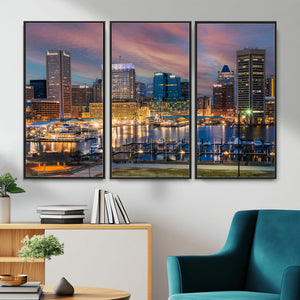 Baltimore Skyline Wall Art Canvas Print, Baltimore Downtown