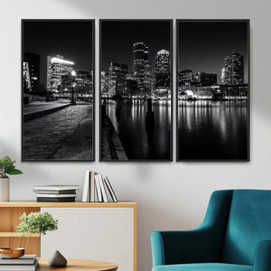 Boston Wall Art Canvas Print, Boston City Downtown Night