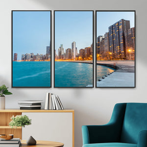 Chicago Wall Art Canvas Print, Chicago City Downtown Night