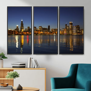 Chicago Wall Art Canvas Print - Chicago City Downtown Night