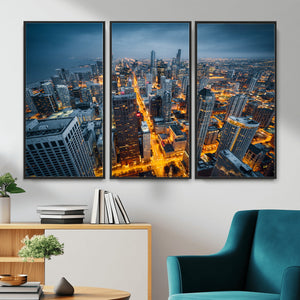 Chicago Wall Art Canvas Print - Chicago City Downtown Night
