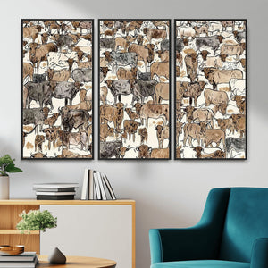 Abstract Longhorn Wall Art Canvas Print - Cow Animal Drawing