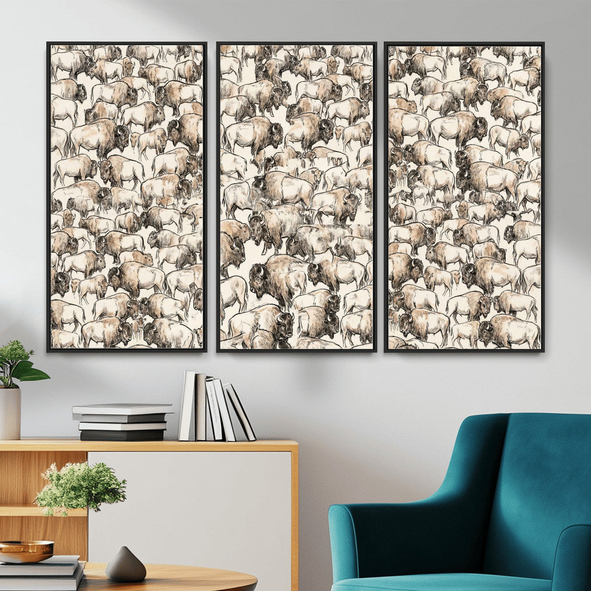 American Bison Canvas Print - Abstract Buffalo Wall Art