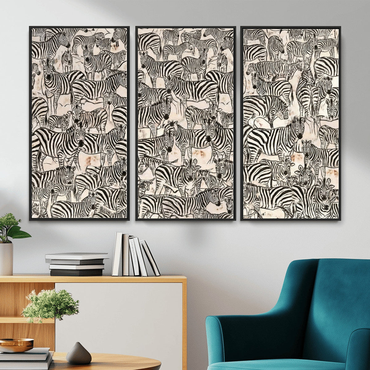 Abstract Zebra Wall Art Canvas Print for Farmhouse Decor