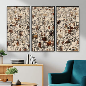 Abstract Longhorn Wall Art Canvas Print - Farm Animal