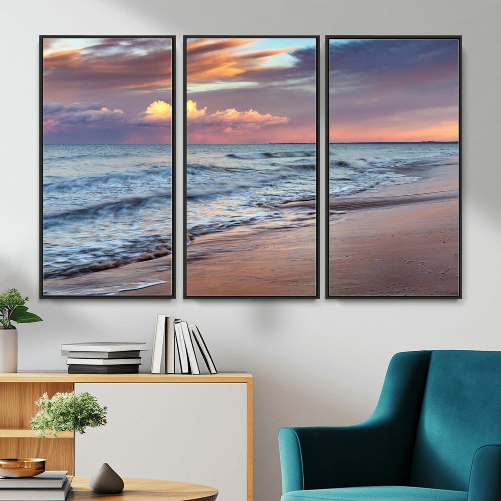 Ocean Sunset Wall Art Canvas Print – Coastal Beach