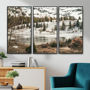 Snowy Mountain Landscape Wall Art Canvas Print, Alpine Pine