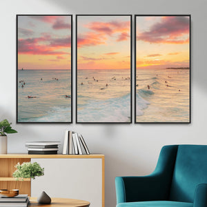 Sunset Beach Wall Art Canvas Print – Soft Coastal